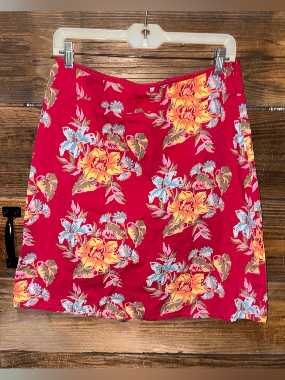 Bright Pink Floral A-Line Midi Skirt - Vibrant Tropical Print